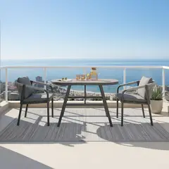 JUST HOME COLLECTION - Juego de Balcón 2 Personas Negro