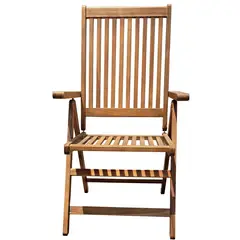 JUST HOME COLLECTION - Silla Plegable De Madera Para Terraza Natural 105x57x69 Cm