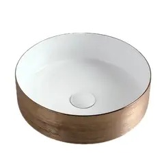 SENSI DACQUA - Lavamanos de Cerámica Redondo 36x11.5x36 cm Cobre y Blanco