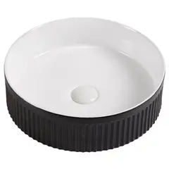 SENSI DACQUA - Lavamanos de Cerámica Redondo 39x12x39 cm Negro Mate y Blanco