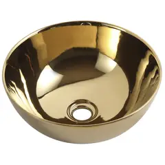 SENSI DACQUA - Lavamanos Cerámica Dorado Redondo 38.2x14.5x38.2cm
