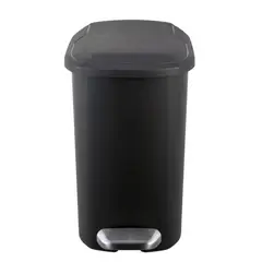 JUST HOME COLLECTION - Papelera Rectangular de Plástico con Pedal Negro 6L