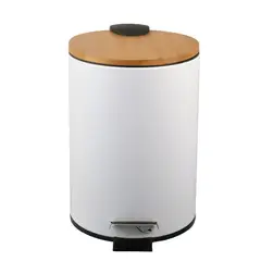 JUST HOME COLLECTION - Papelera con Pedal Bambú Blanco 3L