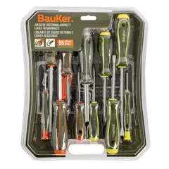 BAUKER - Kit Destornillor y Llave HEX 55 piezas