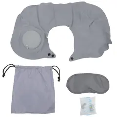 JUST HOME COLLECTION - Kit De Viaje Con Cojín Para Cuello Gris
