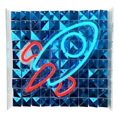 JUST HOME COLLECTION - Letrero Neón Sequin Rocket Azul 10 W 30.6x30 cm