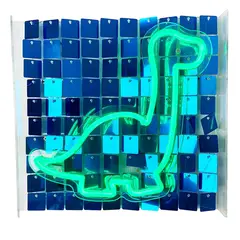 JUST HOME COLLECTION - Letrero Neón Sequin Dino Verde 10 W 30.6x30 cm