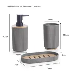 JUST HOME COLLECTION - Set 3 Piezas Accesorios de Baño Ensemble Gris