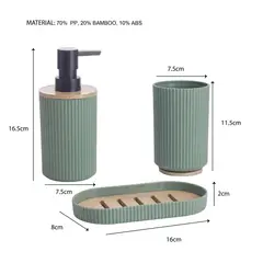 JUST HOME COLLECTION - Set 3 Piezas Accesorios de Baño Ensemble Verde