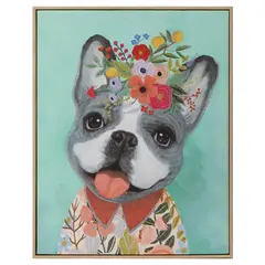 JUST HOME COLLECTION - Cuadro Decorativo Perro Flor 30x40 cm