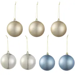 DEAR SANTA - Set de 7 Esferas Azul Dorado 8 cm Illusion
