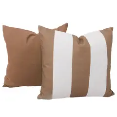 JUST HOME COLLECTION - Set x2 Cojines de Exterior Rayas 45x45 cm Café