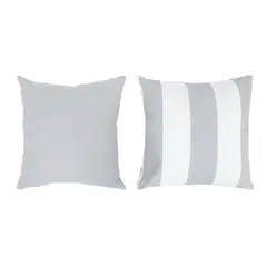 JUST HOME COLLECTION - Set x2 Cojines de Exterior Rayas 45x45 cm Gris
