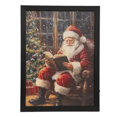 DEAR SANTA - Cuadro Santa Lee con Luz 30 x 40 cm