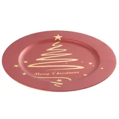 DEAR SANTA - Plato Navideño 32 cm Rojo y Dorado