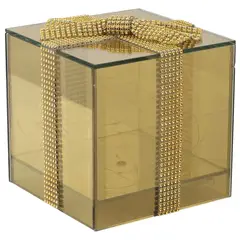 DEAR SANTA - Adorno Regalo de Navidad con LED Dorado 16.5cm