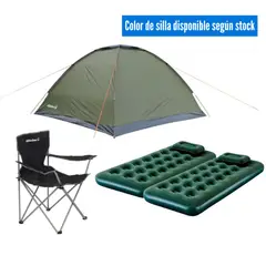 KLIMBER - Carpa 6 Personas + 2 Colchones 1 Plaza + 2 Almohadas + 1 Inflador + 1 Silla Plegable color surtido