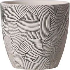 JUST HOME COLLECTION - Maceta Cerámica 13x13 cm Khaki y Negro de Plástico