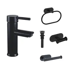 SENSI DACQUA - Combo Grifería Accesorios Milan Negro