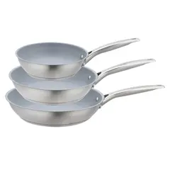 JUST HOME COLLECTION - Set de 3 piezas de sartén de acero inoxidable (20/24/28 cm)
