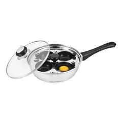 JUST HOME COLLECTION - Sartén con 4 moldes para huevo, tapa de vidrio