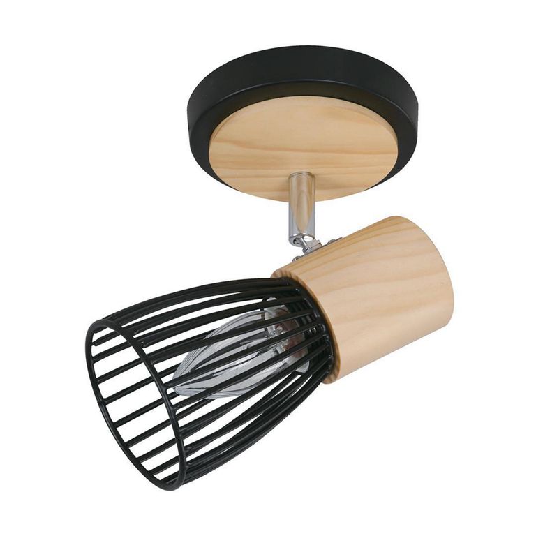 Aplique Boston 1 Luz E27 Negro/Madera