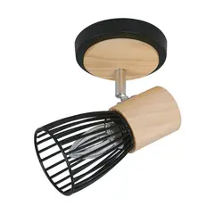 JUST HOME COLLECTION - Aplique Boston 1 Luz E27 Negro/Madera