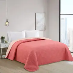 JUST HOME COLLECTION - Cubrecama Bicolor 2 Plazas Color Coral