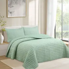 JUST HOME COLLECTION - Edredón Boho Liso Verde 2 Plazas