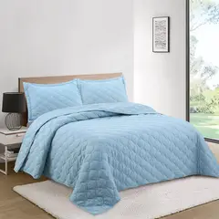 JUST HOME COLLECTION - Cubrecama Nordic Liso Celeste 2 Plazas