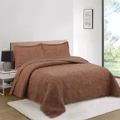 JUST HOME COLLECTION - Cubrecama Clásico Liso Mocaccino 2 Plazas