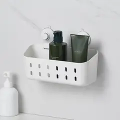 JUST HOME COLLECTION - Organizador para ducha rectangular con succión 30.2x12.2x19.7cm