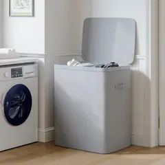 JUST HOME COLLECTION - Cesto de Ropa 2 Divisiones 56x67x40cm Gris