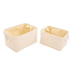 JUST HOME COLLECTION - Set De 2 Canastas De Tela Beige