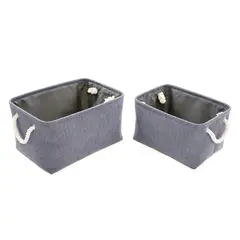 JUST HOME COLLECTION - Set De 2 Canastas De Tela Azul