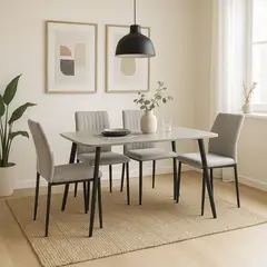 JUST HOME COLLECTION - Juego de Comedor Darmani 70x120x76 cm Gris, Negro