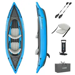 BESTWAY - Set de Kayak Inflable Doble 331x88 cm 2 Personas Azul y Gris