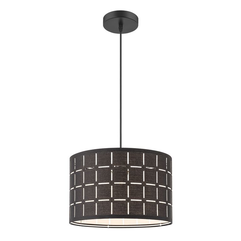 Lámpara Colgante de Techo 1 Luz Tela Negra