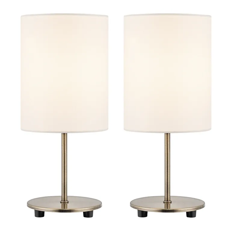 Lámpara de Mesa 1 Luz Niza Blanca/Dorada Pack x2