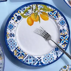 JUST HOME COLLECTION - Plato Toscana Azul Limón 28cm