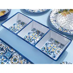 JUST HOME COLLECTION - Bandeja 3 Divisiones Azul Limón 37x15cm