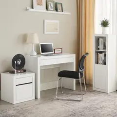 JUST HOME COLLECTION - Combo Escritorio con Cajonera y Librero Lida Blanco