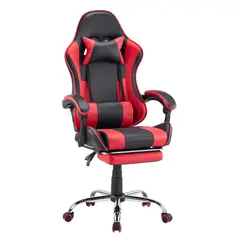 JUST HOME COLLECTION - Silla Gamer Reposapie Rojo/Negro