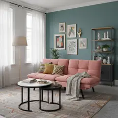 JUST HOME COLLECTION - Sofá Cama Futón 2 Cuerpos Moscú Rosado