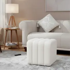 JUST HOME COLLECTION - Puff Luna 38x38×40cm Blanco