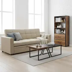 JUST HOME COLLECTION - Sofá Cama Futón 2 Cuerpos Ambes Caramelo