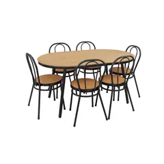 JUST HOME COLLECTION - Juego de Comedor 6 Sillas Retro