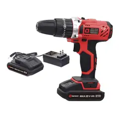 KARSON - Taladro Percutor 20V + 27 Piezas + 2 Baterías