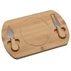 JUST HOME COLLECTION - Tabla Bambú Queso 2 Cuchillos