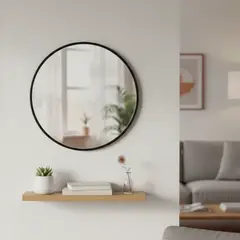 JUST HOME COLLECTION - Espejo Redondo Negro 30cm